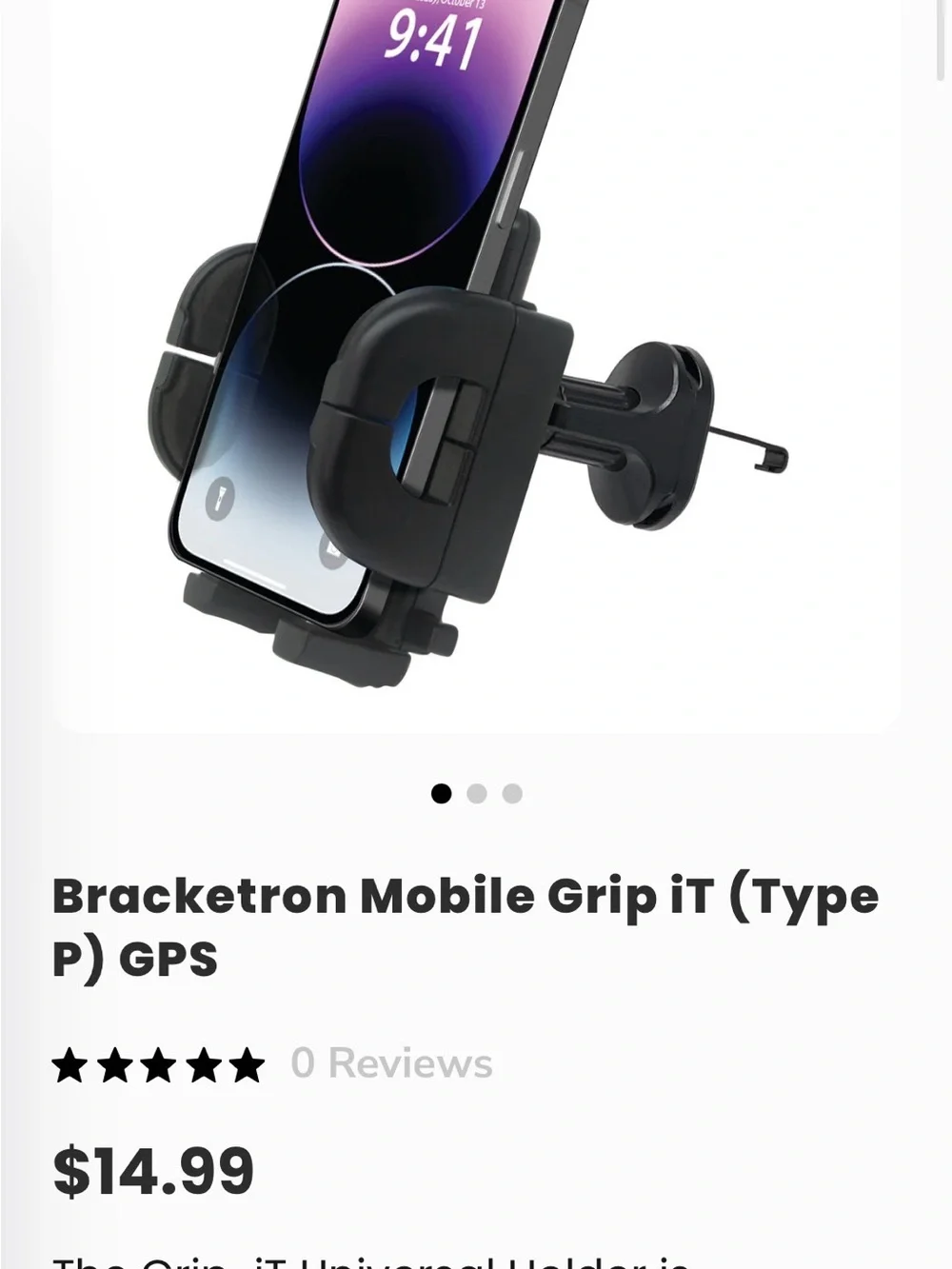 Black Universal Phone Holder with Cushioned Arms